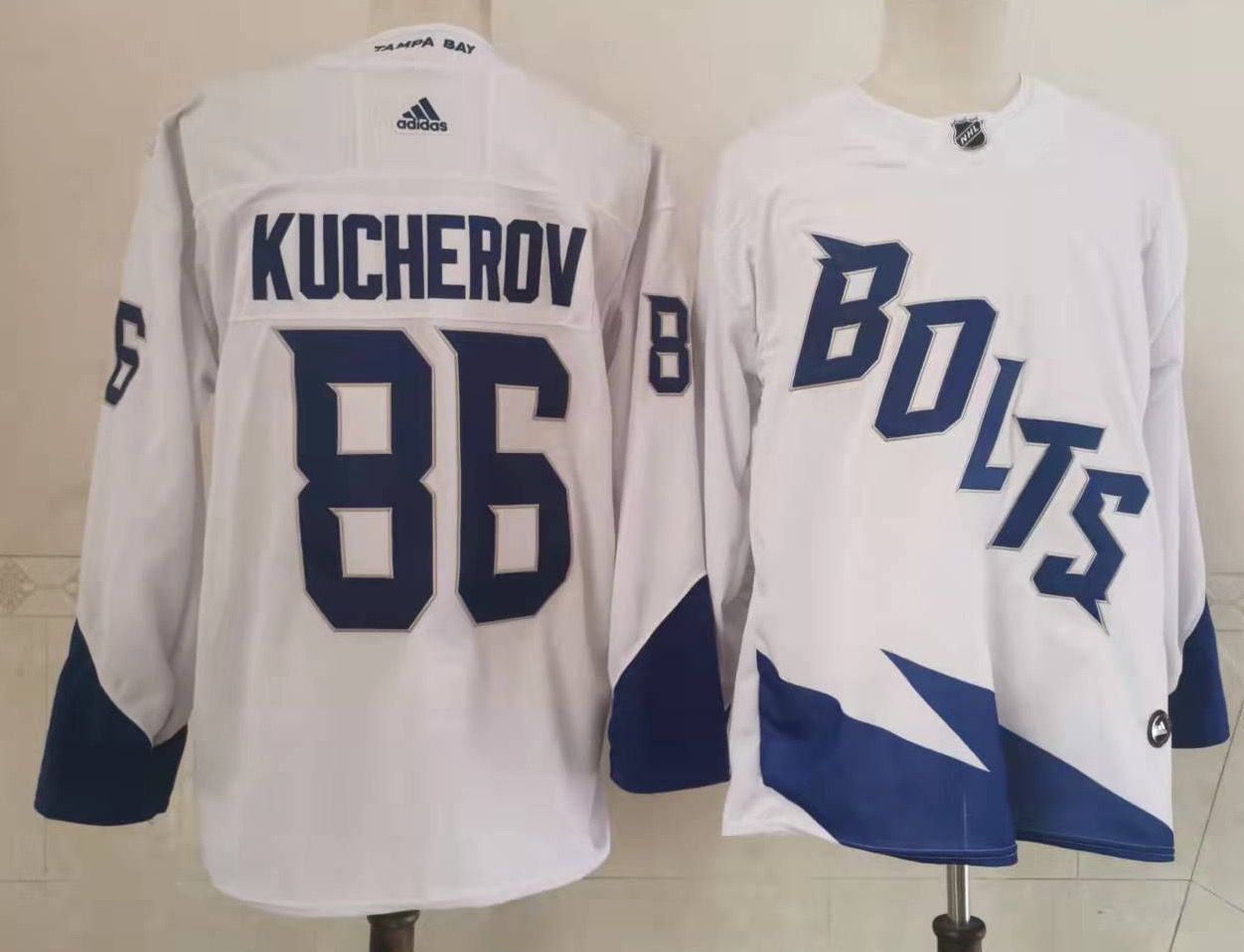 Men Tampa Bay Lightning #86 Kucherov White New 2022 Adidas NHL Jersey